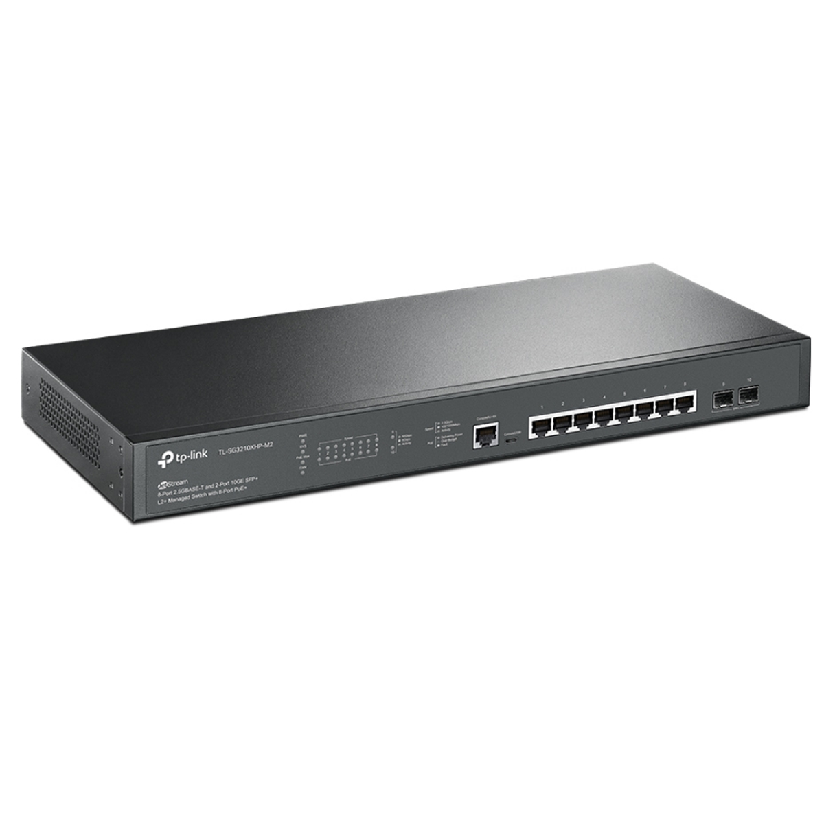 TP-Link TL-SG3210XHP-M2 8-Port 2.5GBASE-T and 2-Port 10GE SFP+ L2+ Managed Switch with 8-Port PoE+ Sides